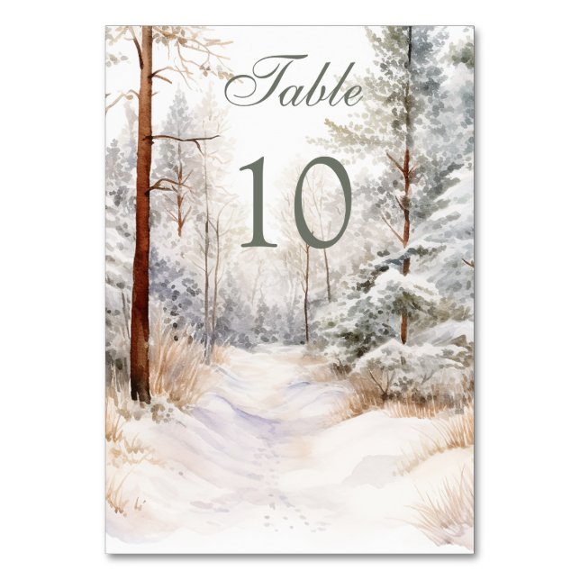Tarjeta De Mesa Boda de bosque de invierno (Anverso)