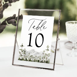 Tarjeta De Mesa Boda de Bosque de Siempreverdes en Montaña Rústica