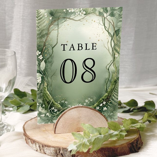 Tarjeta De Mesa Boda de bosque encantado con acuarela (Subido por el creador)