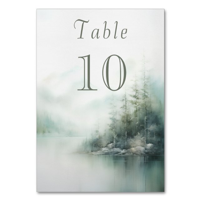 Tarjeta De Mesa Boda de bosque verde podrido (Anverso)