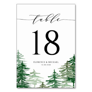 Tarjeta De Mesa Boda de bosques de color acuático encantado