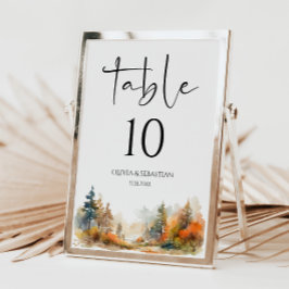 Tarjeta De Mesa Boda de Bosques de Otoño Rústico