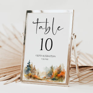 Tarjeta De Mesa Boda de Bosques de Otoño Rústico