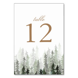 Tarjeta De Mesa Boda de bosques de pino