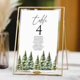 Tarjeta De Mesa Boda de bosques de pinos de nieve en invierno