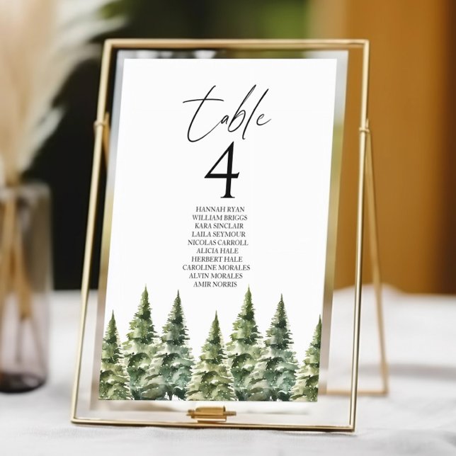 Tarjeta De Mesa Boda de bosques de pinos de nieve en invierno (Subido por el creador)