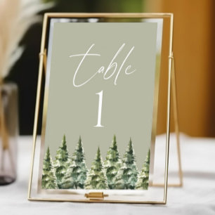 Tarjeta De Mesa Boda de bosques de pinos de nieve en invierno