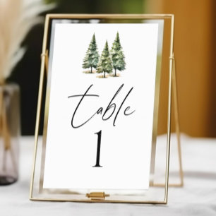 Tarjeta De Mesa Boda de bosques de pinos de nieve en invierno
