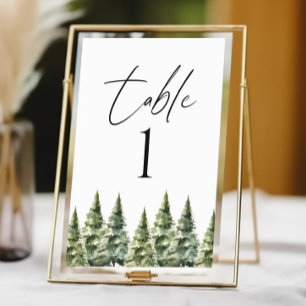 Tarjeta De Mesa Boda de bosques de pinos de nieve en invierno