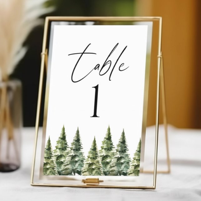 Tarjeta De Mesa Boda de bosques de pinos de nieve en invierno (Subido por el creador)