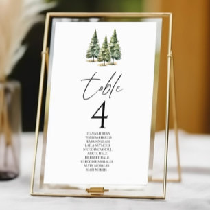 Tarjeta De Mesa Boda de bosques de pinos de nieve en invierno
