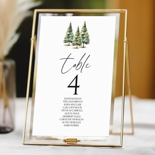 Tarjeta De Mesa Boda de bosques de pinos de nieve en invierno (Subido por el creador)