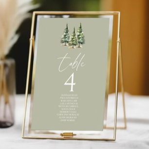 Tarjeta De Mesa Boda de bosques de pinos de nieve en invierno