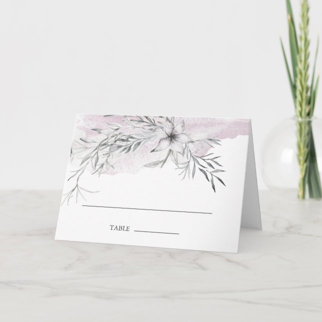 tarjeta de mesa boda de botánica rústica pastel (Anverso)