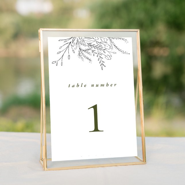 Tarjeta De Mesa Boda de Bouquet desbordante (Overflowing floral bouquet elegant black and white wedding suite chic table number sign.)