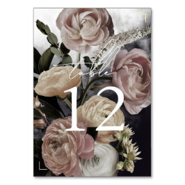 Tarjeta De Mesa Boda de Bouquet Smokey Dark Black Rose