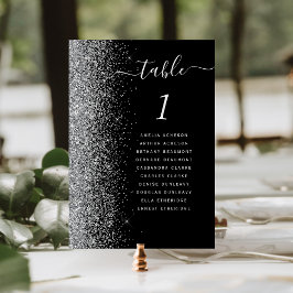 Tarjeta De Mesa Boda de brillo de plata negro
