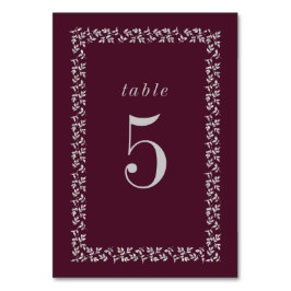 Tarjeta De Mesa Boda de brillo plateado ciruela 