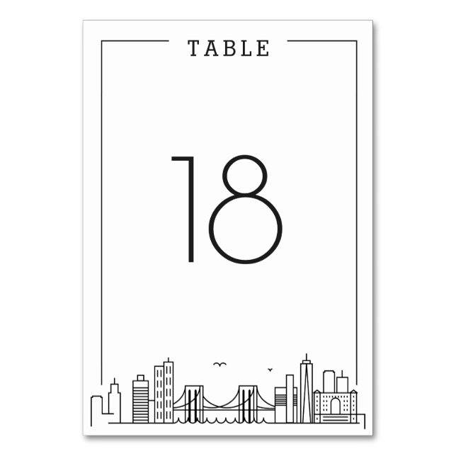 Tarjeta De Mesa Boda de Brooklyn | Número de tabla (Anverso)