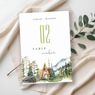 Tarjeta De Mesa Boda de cabaña de madera de pino de montaña rusa