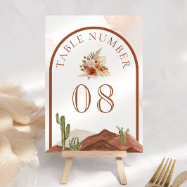 Tarjeta De Mesa Boda de cactus del desierto floral de terracota