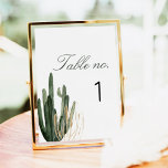 Tarjeta De Mesa Boda de Cactus Saguaro moderno<br><div class="desc">Este número de tabla incluye cactus de acuarela exuberante y un tipo de letra de guión elegante. Esta es la invitación perfecta para tu boda bohemia,  de verano o de jardín.</div>