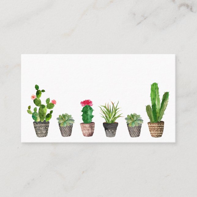 Tarjeta De Mesa Boda de cactus y sucedáneos con manchas acuáticas (Anverso)