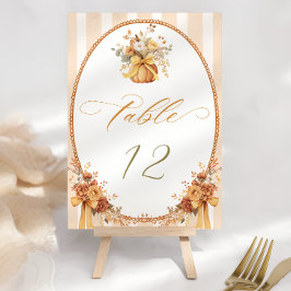 Tarjeta De Mesa Boda de calabaza floral de otoño