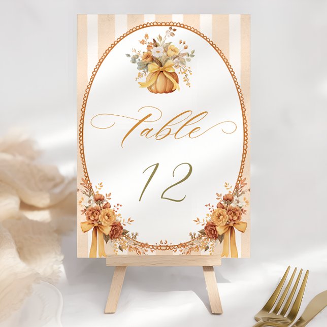Tarjeta De Mesa Boda de calabaza floral de otoño (Subido por el creador)
