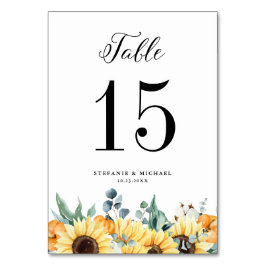 Tarjeta De Mesa Boda de calabazas acuáticas rusas y girasoles