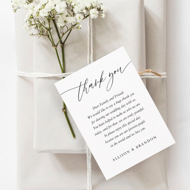 Tarjeta De Mesa Boda de caligrafía clásica elegante gracias (Subido por el creador)