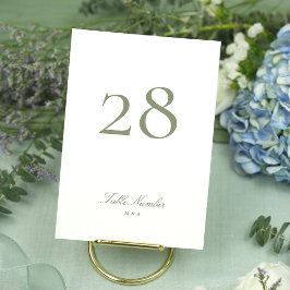 Tarjeta De Mesa Boda de Caligrafía Clásica Elegante Verde Salvia