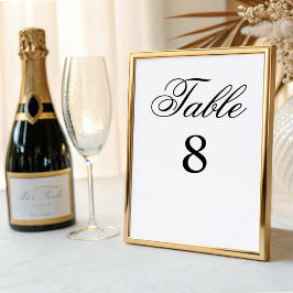 Tarjeta De Mesa Boda de Caligrafía Clásica en Blanco y Negro