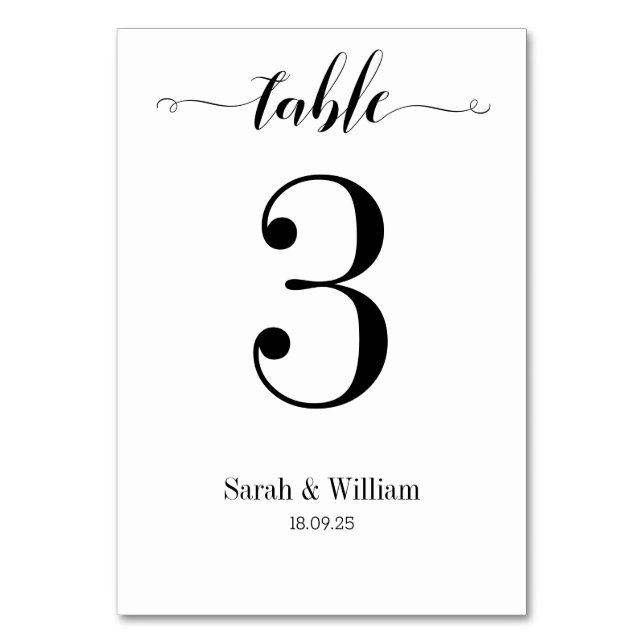 Tarjeta De Mesa Boda de caligrafía de intercambio negro (Anverso)