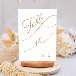Tarjeta De Mesa Boda de caligrafía de lujo de oro número 10,<br><div class="desc">Cuadro 10. Compruebe todos los números disponibles. | Número de tabla boda de lujo y elegante caligrafía rápida con sus iniciales. Para una personalización más avanzada de este diseño,  haga clic en el BOTÓN HERRAMIENTA DE DISEÑO AZUL de arriba.</div>