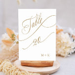 Tarjeta De Mesa Boda de caligrafía de lujo de oro número 20,<br><div class="desc">Cuadro 20. Compruebe todos los números disponibles. | Número de tabla boda de lujo y elegante caligrafía rápida con sus iniciales. Para una personalización más avanzada de este diseño,  haga clic en el BOTÓN HERRAMIENTA DE DISEÑO AZUL de arriba.</div>