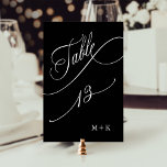 Tarjeta De Mesa Boda de caligrafía de lujo número 13, negro<br><div class="desc">Cuadro 13. Compruebe todos los números disponibles. | Número de tabla boda de lujo y elegante caligrafía rápida con sus iniciales. Para una personalización más avanzada de este diseño,  haga clic en el BOTÓN HERRAMIENTA DE DISEÑO AZUL de arriba.</div>