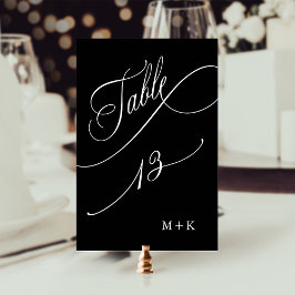 Tarjeta De Mesa Boda de caligrafía de lujo número 13, negro