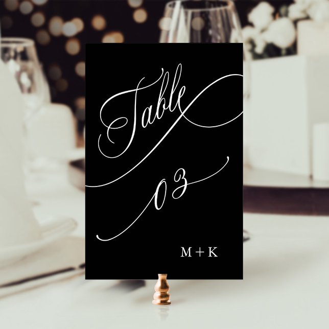 Tarjeta De Mesa Boda de caligrafía de lujo número 3, negro (Subido por el creador)