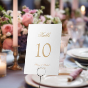 Tarjeta De Mesa Boda de caligrafía de oro romántico de lujo