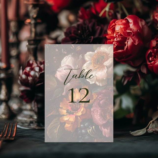 Tarjeta De Mesa Boda de caligrafía de pintura de flores Bella Arte (Subido por el creador)