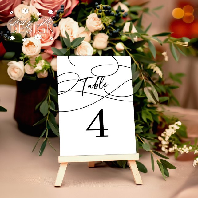 Tarjeta De Mesa Boda de caligrafía de "tabla" de guión mínimo (Subido por el creador)