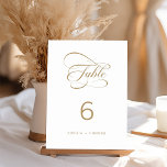 Tarjeta De Mesa Boda de caligrafía elegante de oro<br><div class="desc">Romántico y elegante número de tabla boda de caligrafía rápida. Para una personalización más avanzada de este diseño,  haga clic en el BOTÓN HERRAMIENTA DE DISEÑO AZUL de arriba.</div>