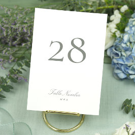 Tarjeta De Mesa Boda de caligrafía elegante del Clásico Verde Gris