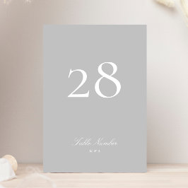 Tarjeta De Mesa Boda de caligrafía elegante y gris claro