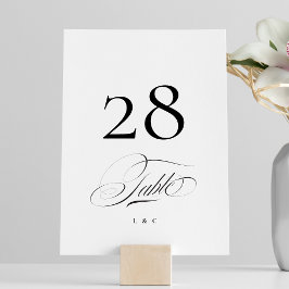 Tarjeta De Mesa Boda de caligrafía elegante y negra