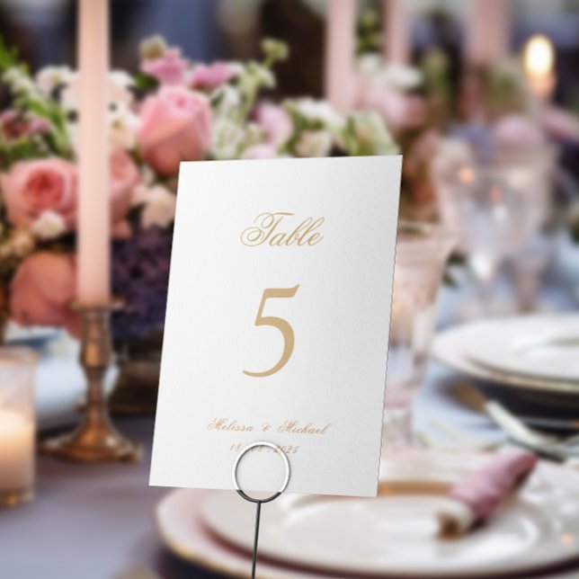 Tarjeta De Mesa Boda de caligrafía lujosa elegante Gold Script (Subido por el creador)