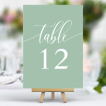 Tarjeta De Mesa Boda de caligrafía Minimalista Dusty Mint<br><div class="desc">Guíe a sus huéspedes para sentarse con estos elegantes números de mesa de boda verde polvoriento. Con un diseño minimalista con caligrafía moderna, estos números de mesa le dan un toque sofisticado a la recepción de su boda. El suave fondo y la tipografía limpia y elegante garantizan una fácil lectura...</div>