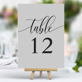 Tarjeta De Mesa Boda de Caligrafía Minimalista Gris Suave