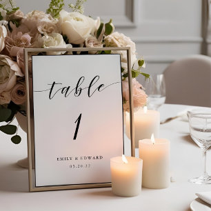 Tarjeta De Mesa Boda de caligrafía moderna